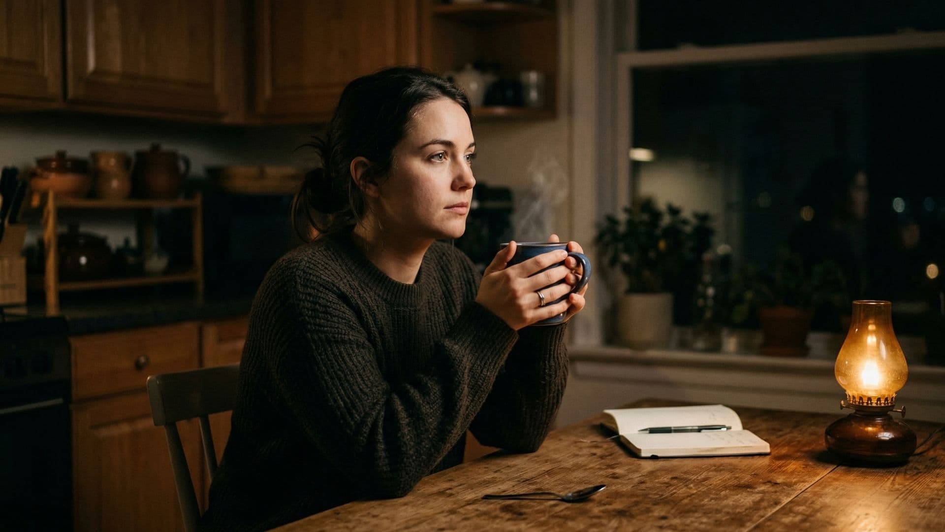 Woman staring into space.